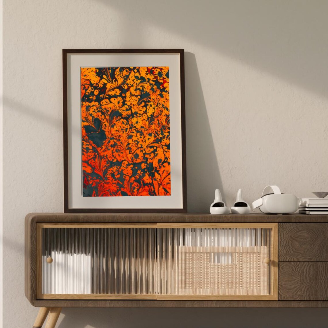 Fiery Autumn Marbled Texture, Abstract Pattern - Image 3