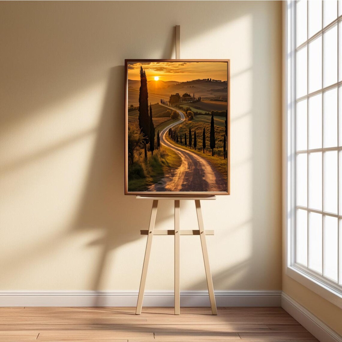 Tuscany Sunset Road, Scenic Landscape Art Print - Image 4