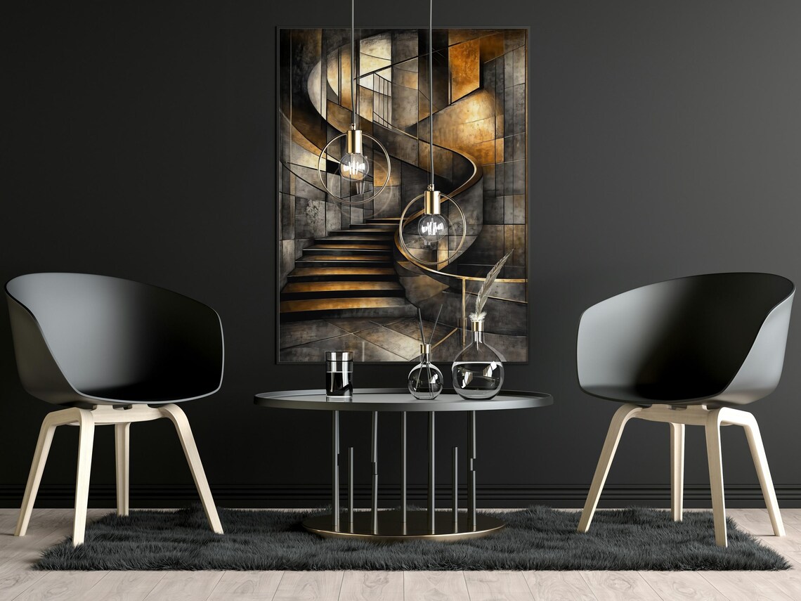 Abstract Geometric Staircase, Modern Industrial Art Print - Image 5