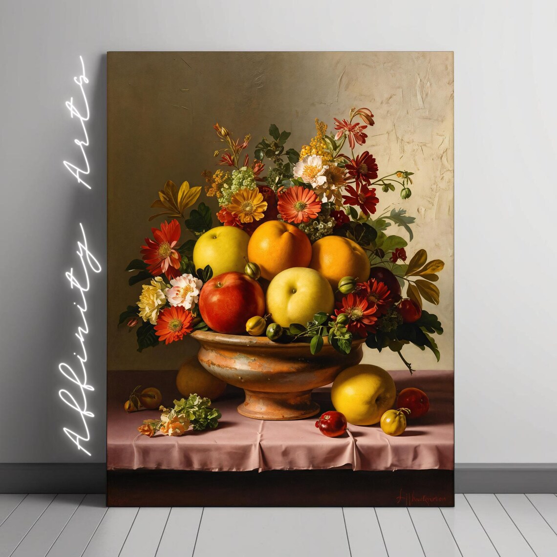 Elegant Still Life, Vintage Fruit Floral Art Print