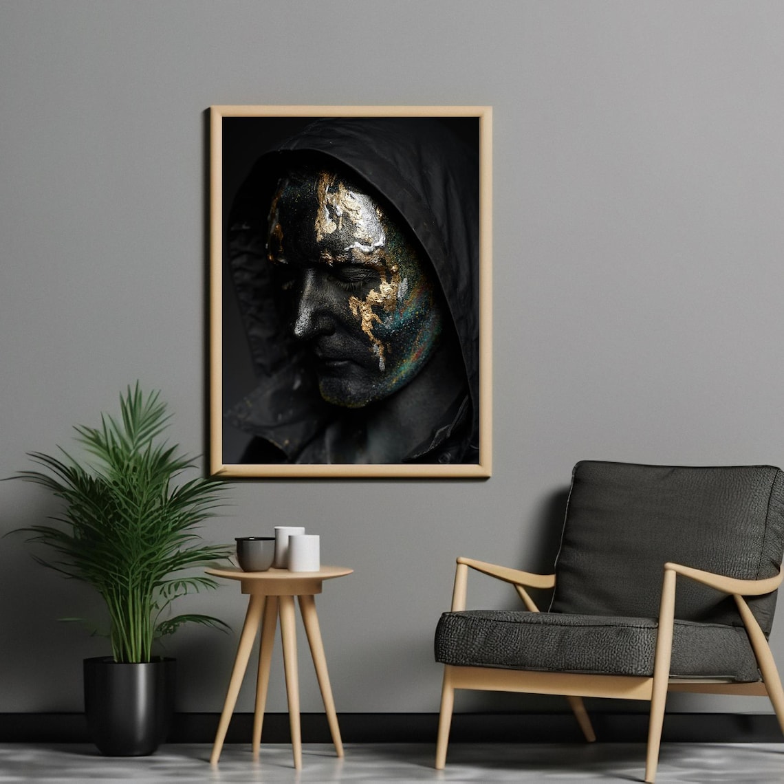 Dark Hooded Figure With Gold Accents, Mystical - Image 4