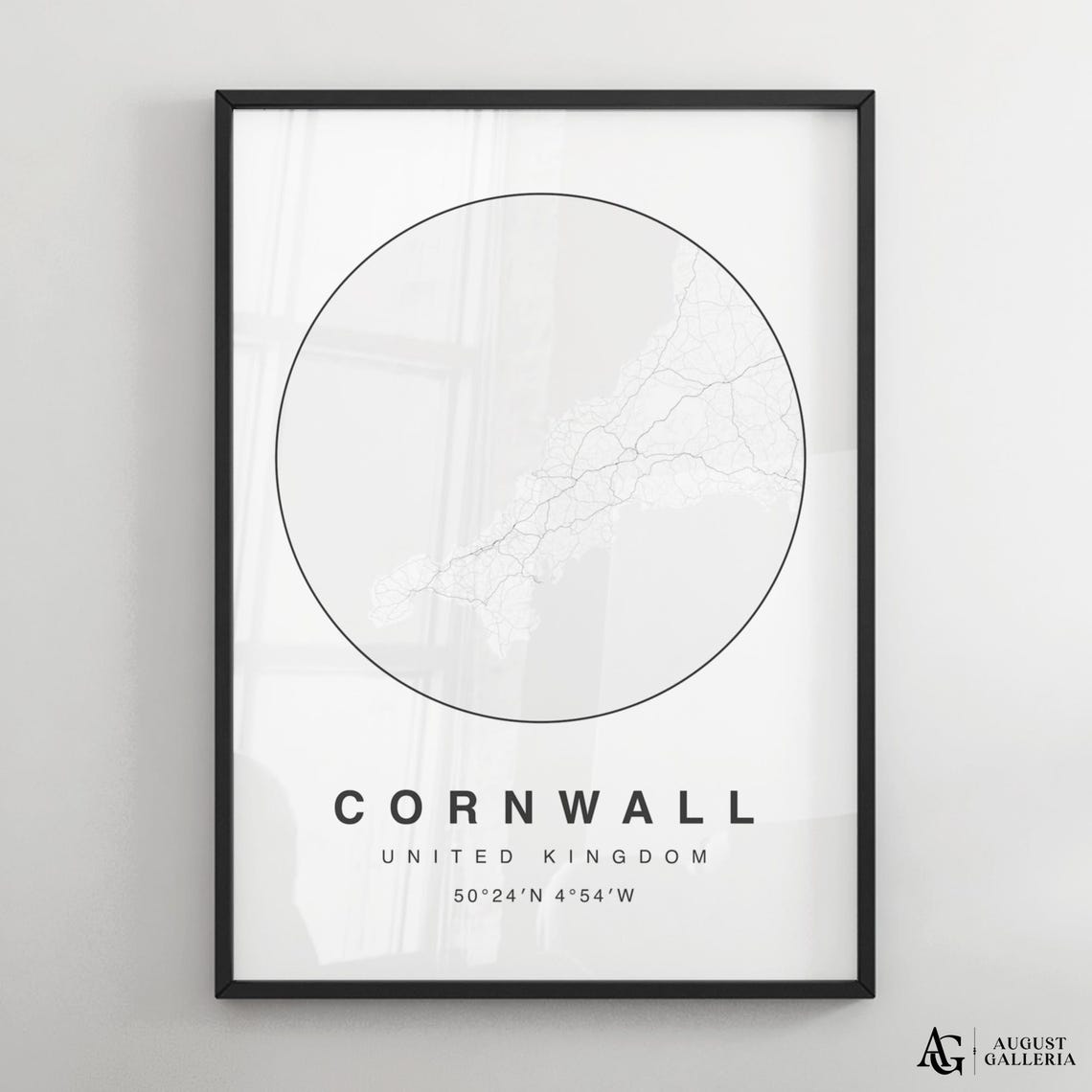 Cornwall United Kingdom Minimalist Circular County Map Poster