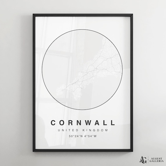 Cornwall United Kingdom Minimalist Circular County Map Poster