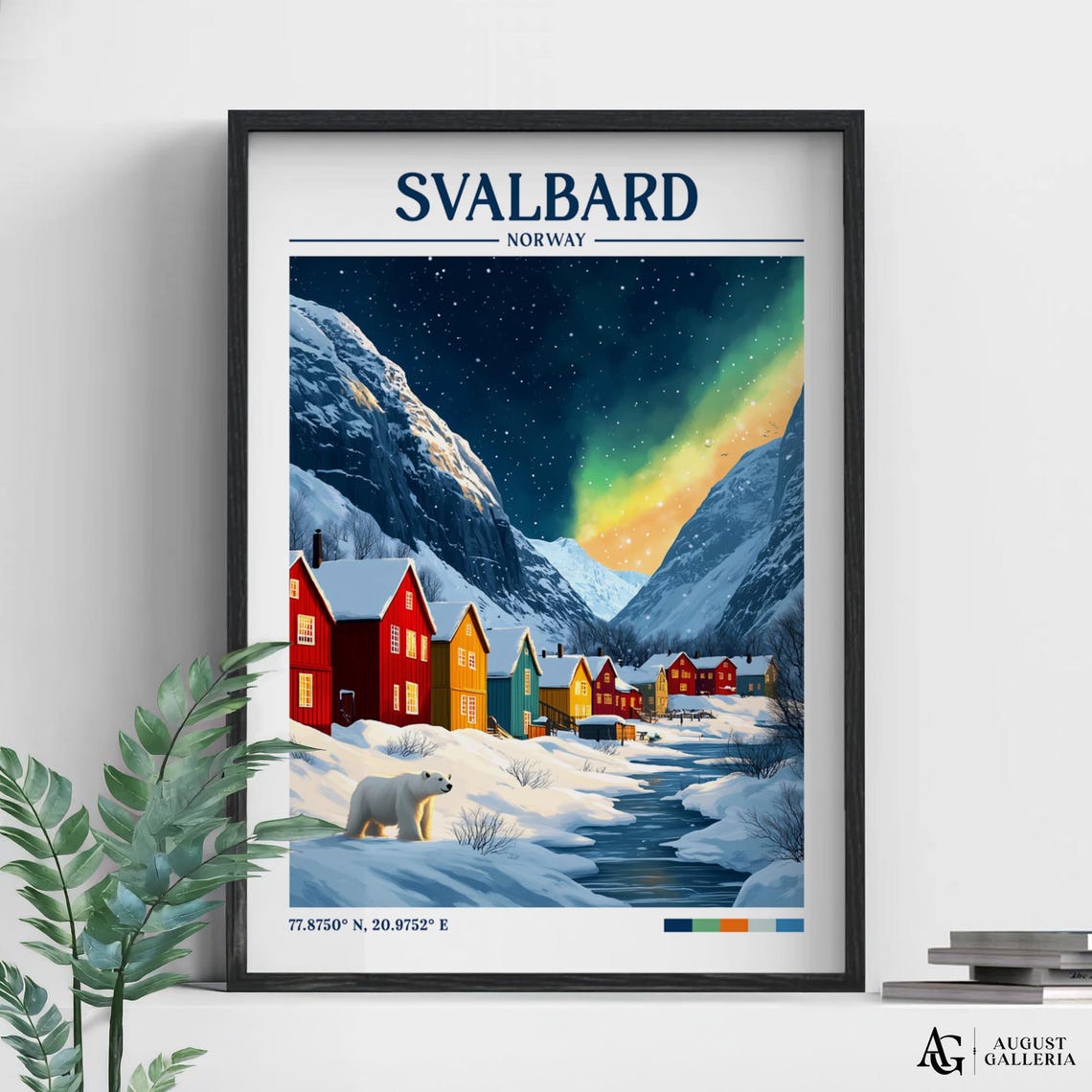 Svalbard Retro Travel Print Wall Art Framed Canvas Poster Illustration Wanderlust