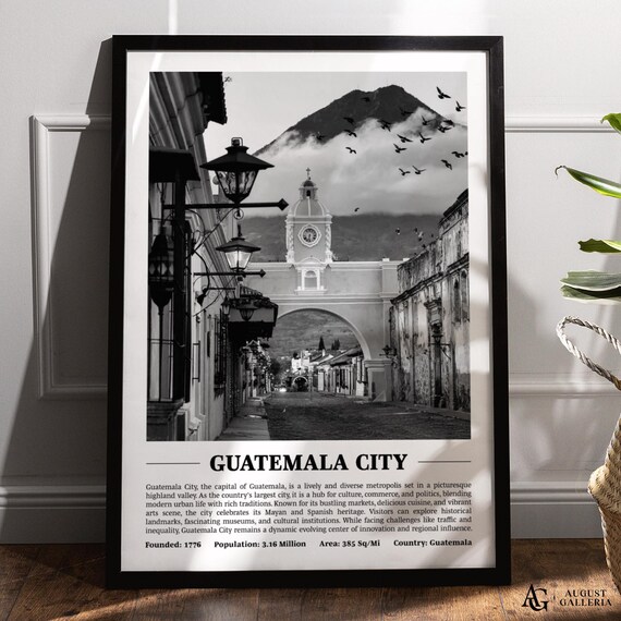 Guatemala City Black White Print Modern Poster Wall Art Framed Prints Canvas