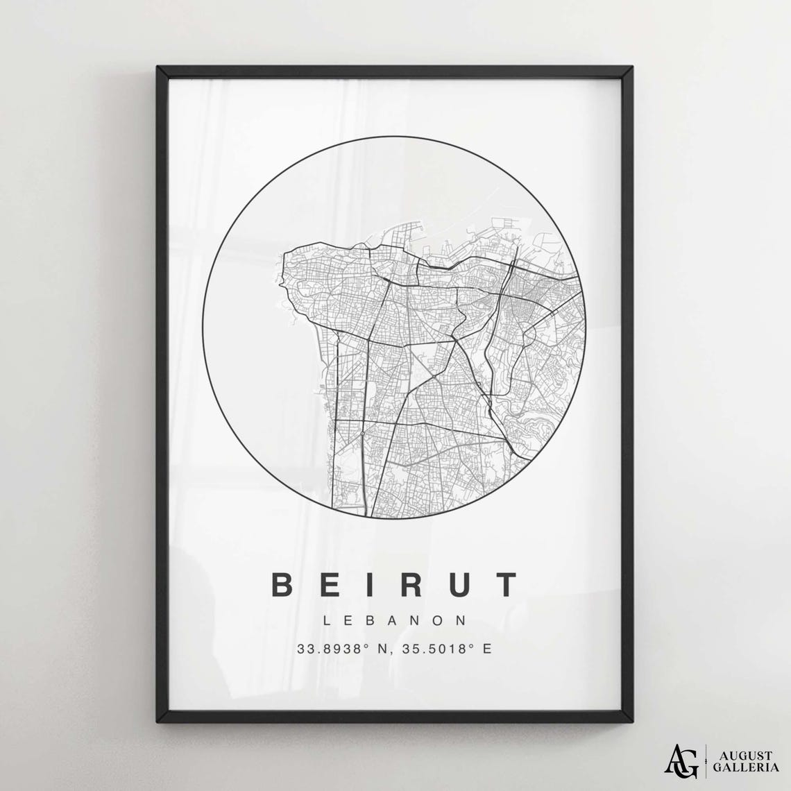 Beirut Lebanon Circular Street Map Minimalist City Map Poster