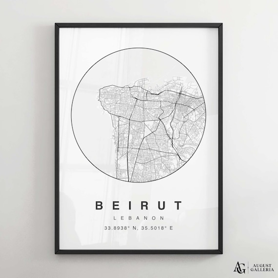 Beirut Lebanon Circular Street Map Minimalist City Map Poster