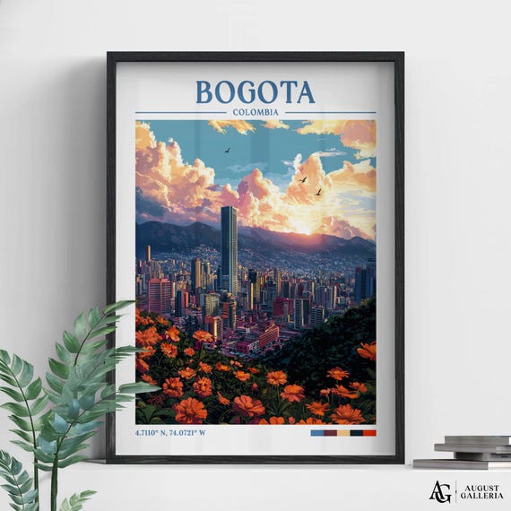 Bogota Colombia Retro Travel Poster