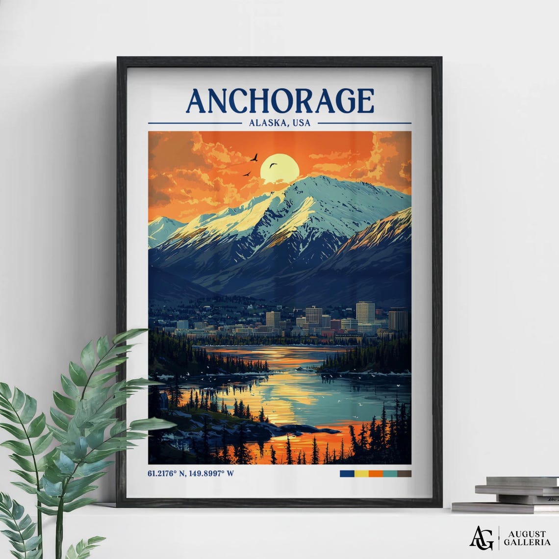 Anchorage Alaska Retro Travel Print Wanderlust Posters Wall Art Framed Prints Canvas Poster