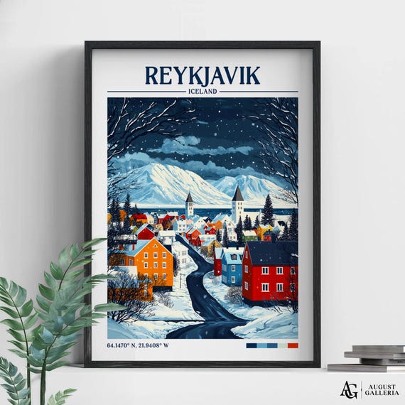 Reykjavik Iceland Retro Travel Poster