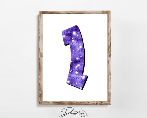 Disco Indigo Letter I Print Purple Trendy Personalized Monogram Wall Art Disco Cowgirl Dorm Decor Preppy Poster Teen Room