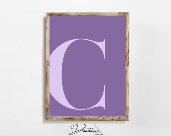 Letter C Wall Art Preppy Room Decor C Initial Poster Cute Apartment Decor College Dorm Decor Purple Monogram Teen Room