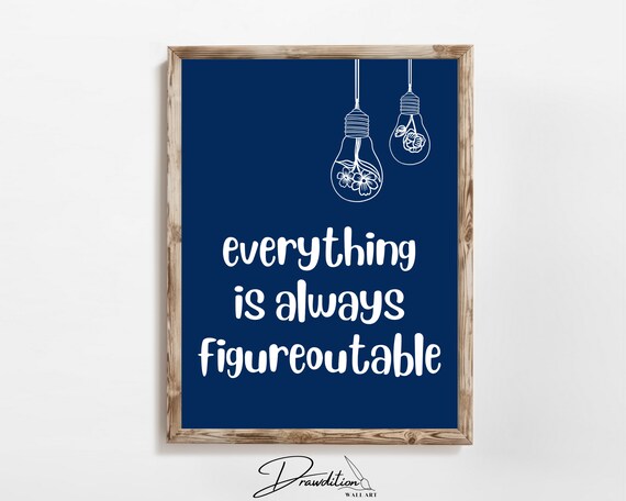 Everything Is Always Figureoutable Quote Navy Blue Inspiring Wall Art