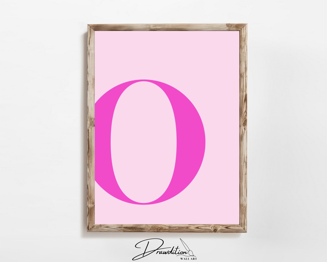Pink Letter O Monogram Typography Preppy Teen Girl Dorm Poster