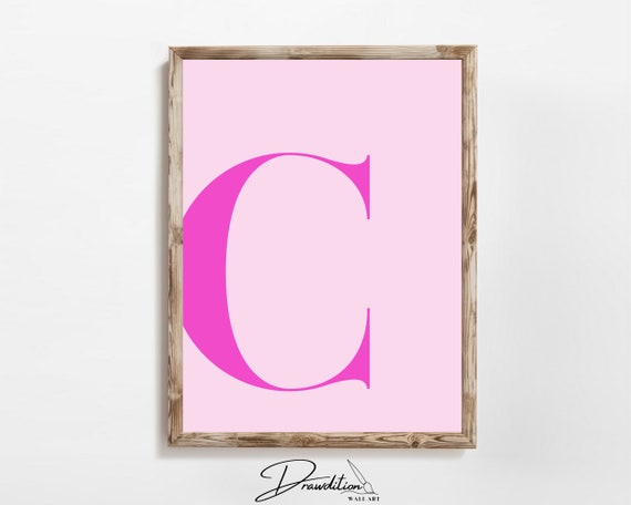 Letter C Wall Art Preppy Room Decor C Initial Poster Cute Apartment Decor College Dorm Decor Light Pink Art Teen Girl Room