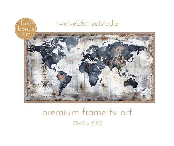 Vintage World Map Travel Poster, Adventure Decor