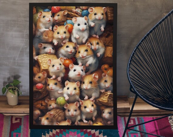 Colourful Hamsters Poster Charming Wall Art For Child Bedroom Rodent Lover Gift Boys Print Girls Cute Lovely Hamster Decoration