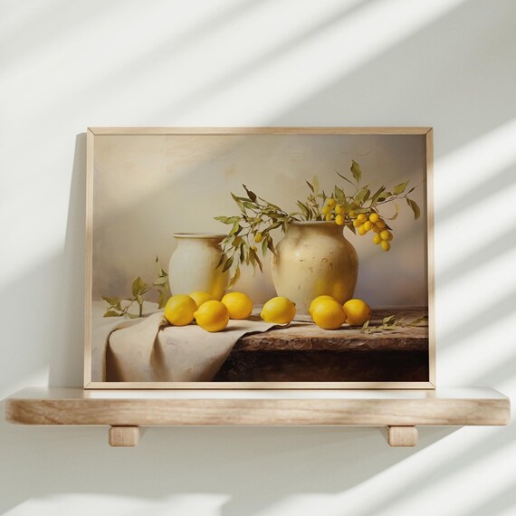 Vintage Meyer Lemons Painting Fruit Still Life Artwork Citrus Limon Wall Print Lemon Painting Foodie Art Gift For Art Lovers A56