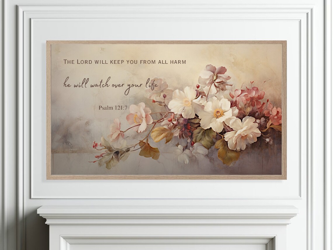 Psalm 121 Watch Over Your Life Floral Scripture Christian Poster - Image 4