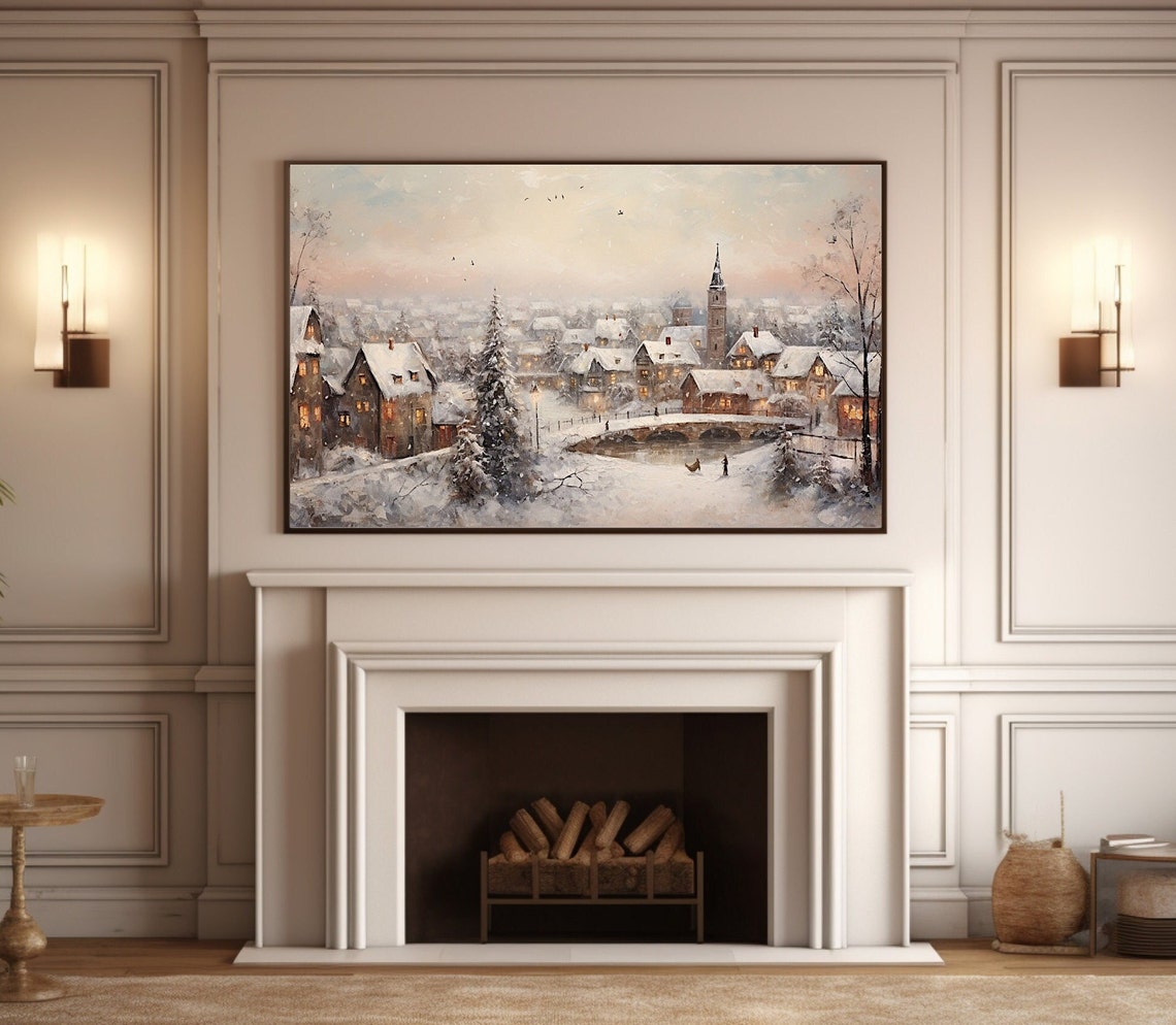 Winter Dawn Over A Snow Covered Village With Church Tower Poster - Image 4