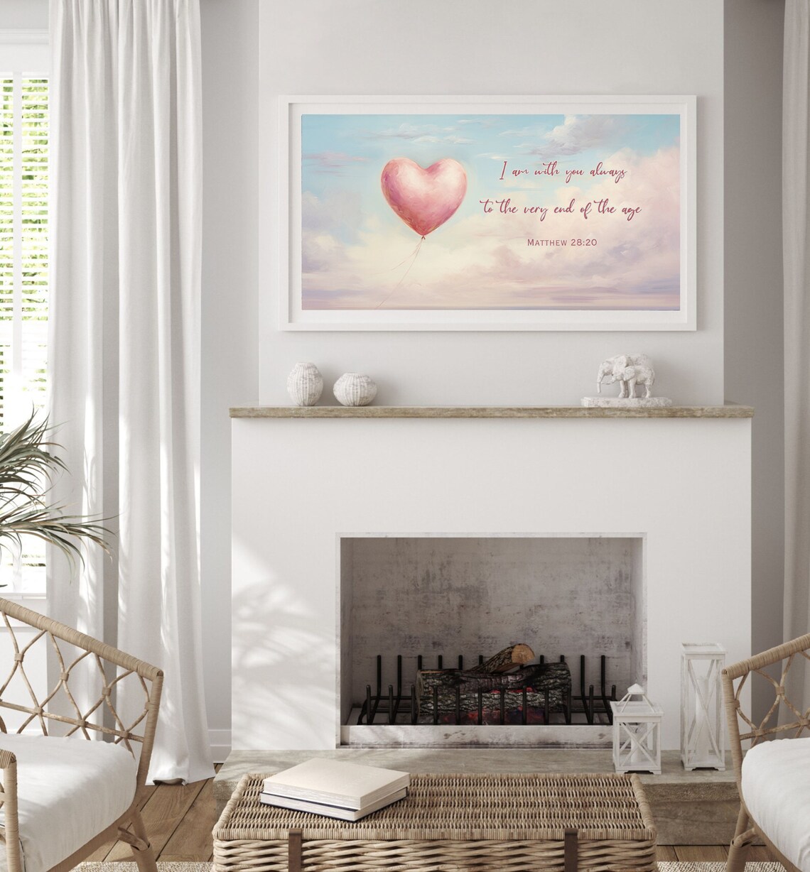 Matthew 28 20 I Am With You Always Heart Balloon Scripture Poster - Image 2