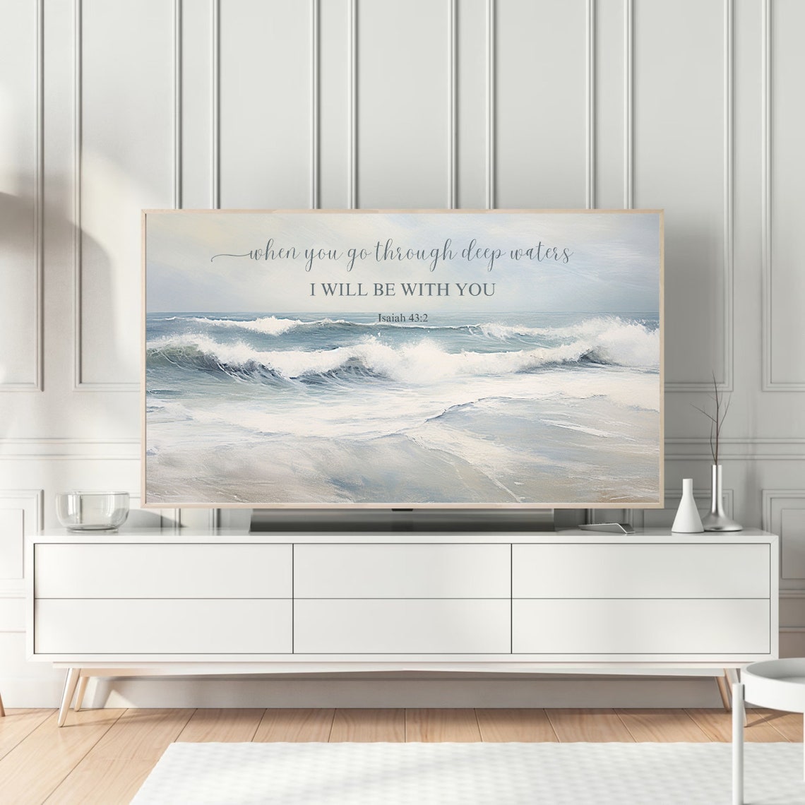 Isaiah 43 2 Bible Verse Ocean Waves Christian Scripture Poster - Image 4