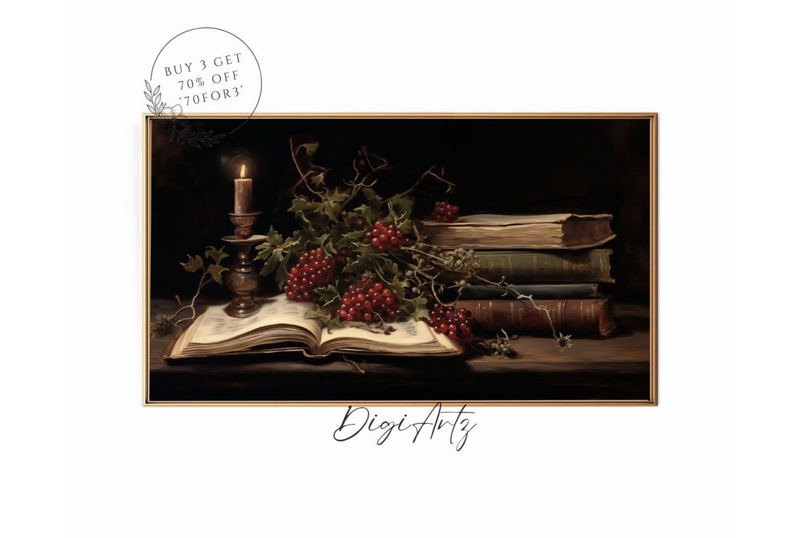 Dark Candle Books Red Berries Still Life Old Master Kitchen Poster