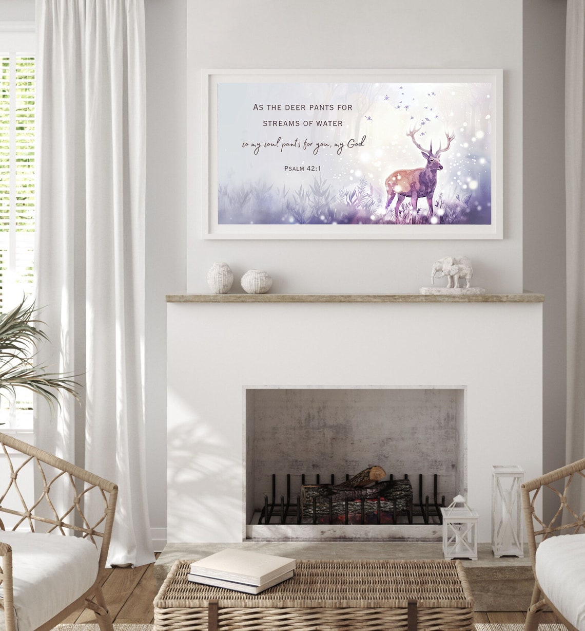 As The Deer Pants For Water Psalm 42 1 Stag Scripture Poster - Image 2