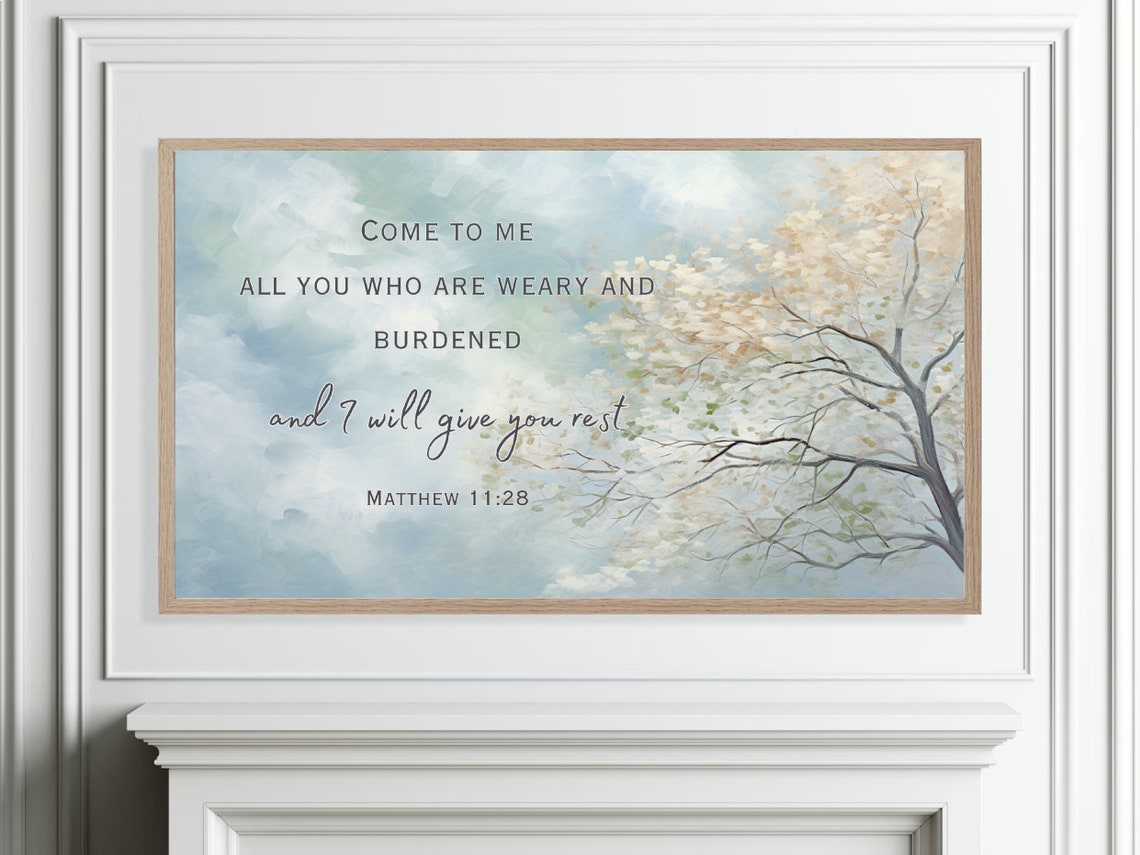 Matthew 11 Come To Me I Will Give You Rest Blossom Tree Poster - Image 4