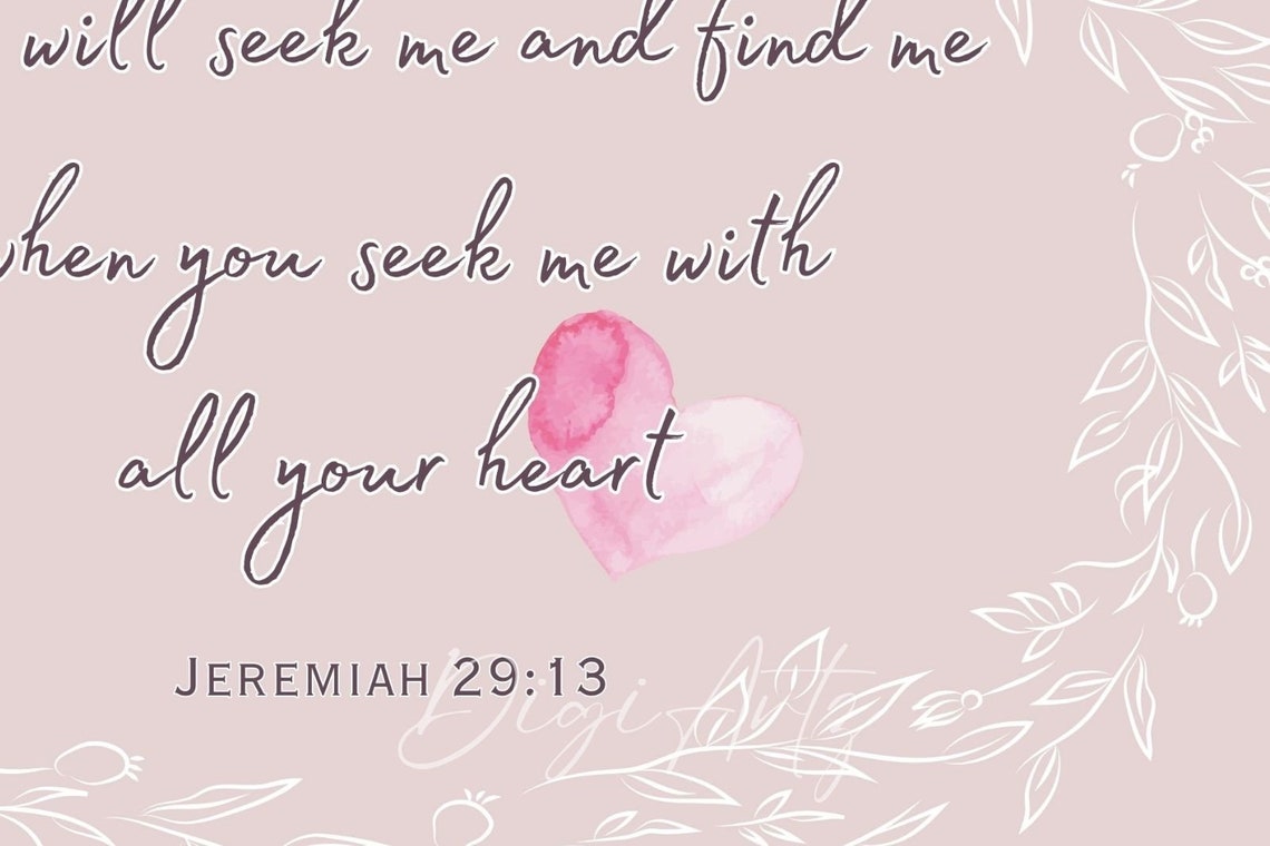 Jeremiah 29 Pink Floral Wreath Heart Scripture Nursery Poster - Image 6