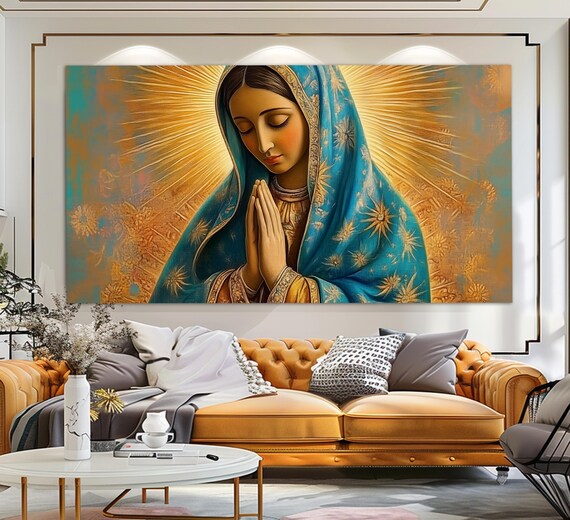 Our Lady of Guadalupe Praying Golden Halo Catholic Religious Art Print