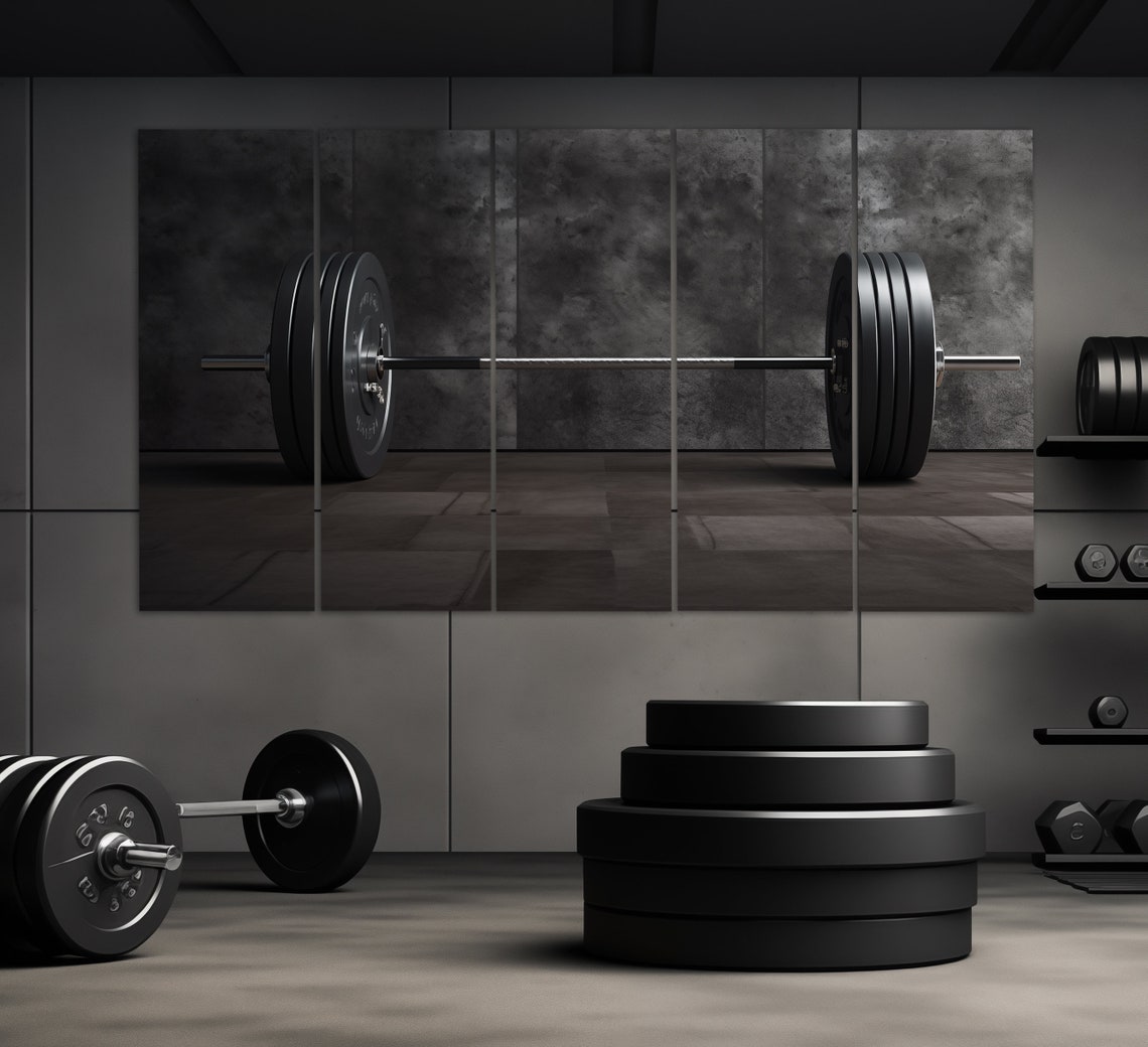 Barbell Print Weightlifting Wall Art Gym Wall Decor Fitness Wall Art Fitness Painting Bodybuilding Poster Bodybuilder Gift - Image 2