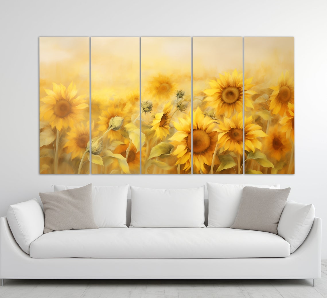 Golden Sunflower Field in Bloom Sunny Summer Floral Art Poster - Image 4