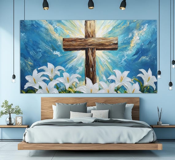 Holy Bible Wall Art Abstract Wooden Cross Print In Oil Painting Style The Cross Wall Art Religious Wall Art Religious Wall Decor