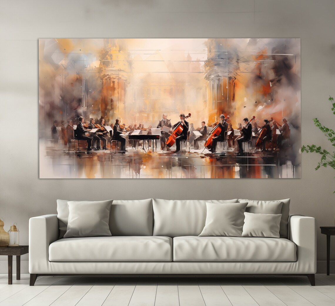 Orchestra On The Stage, Retro Oil Painting Art Print