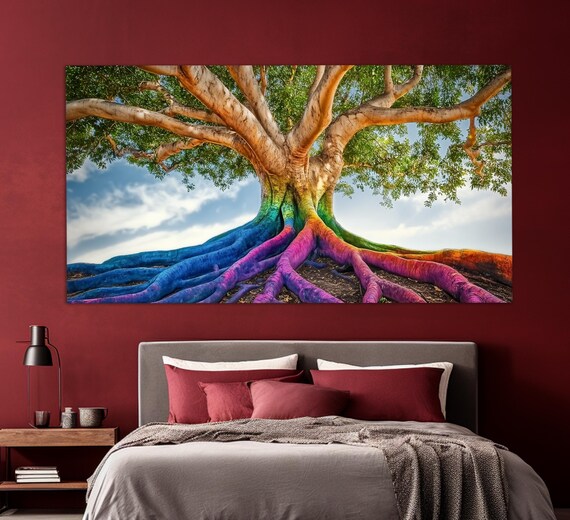 Abstract Tree Of Life Print Abstract Nature Wall Art Large Tree Painting Tree Poster Surreal Tree Print