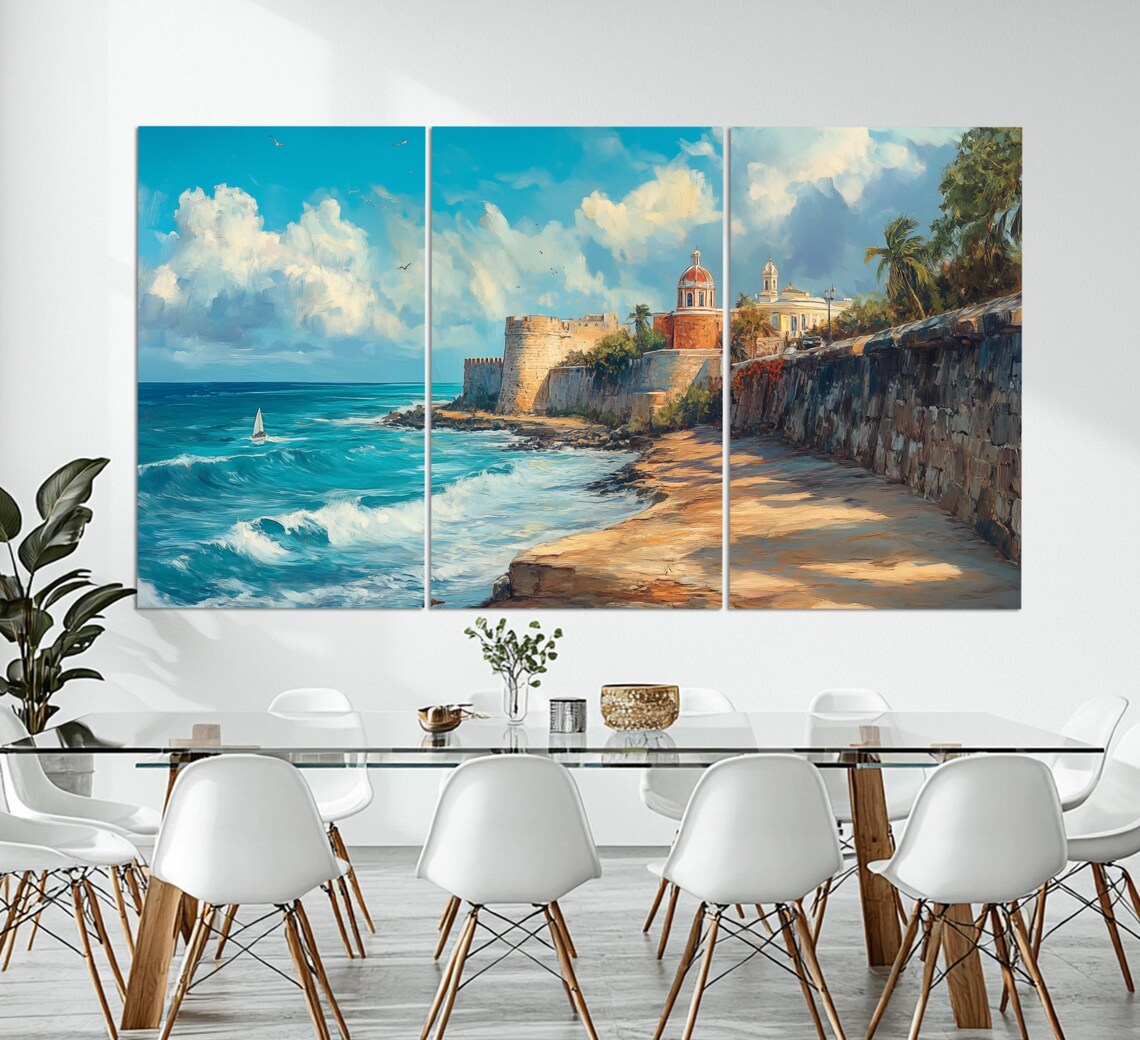 Old San Juan Fortress Wall Sailboat Turquoise Sea Puerto Rico Travel Poster - Image 6