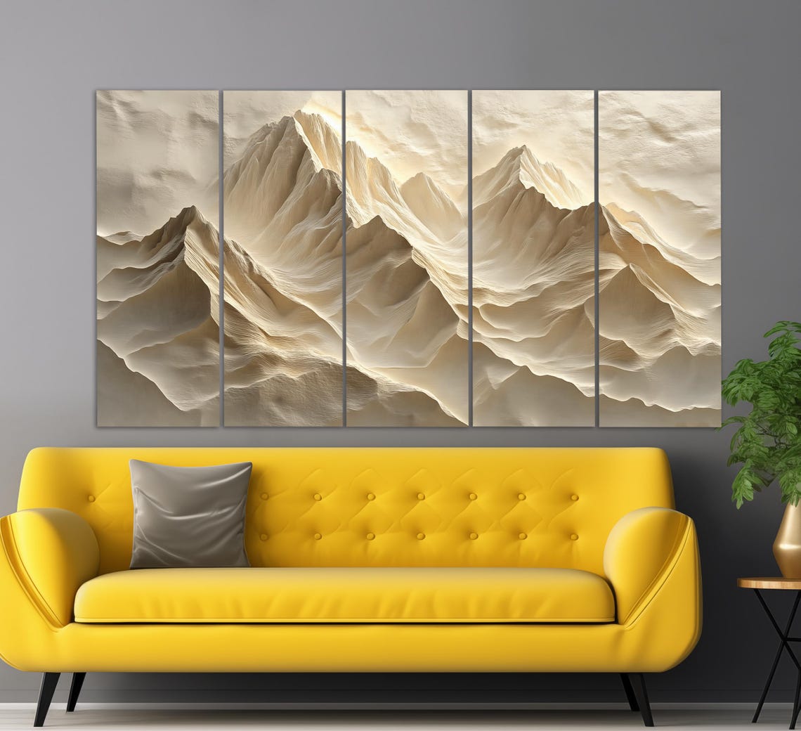 Soft Tones Abstract Mountain Relief Print Neutral Tones Wall Art Modern Bedroom Wall Decor Gentle Tones Painting Abstract Print - Image 2