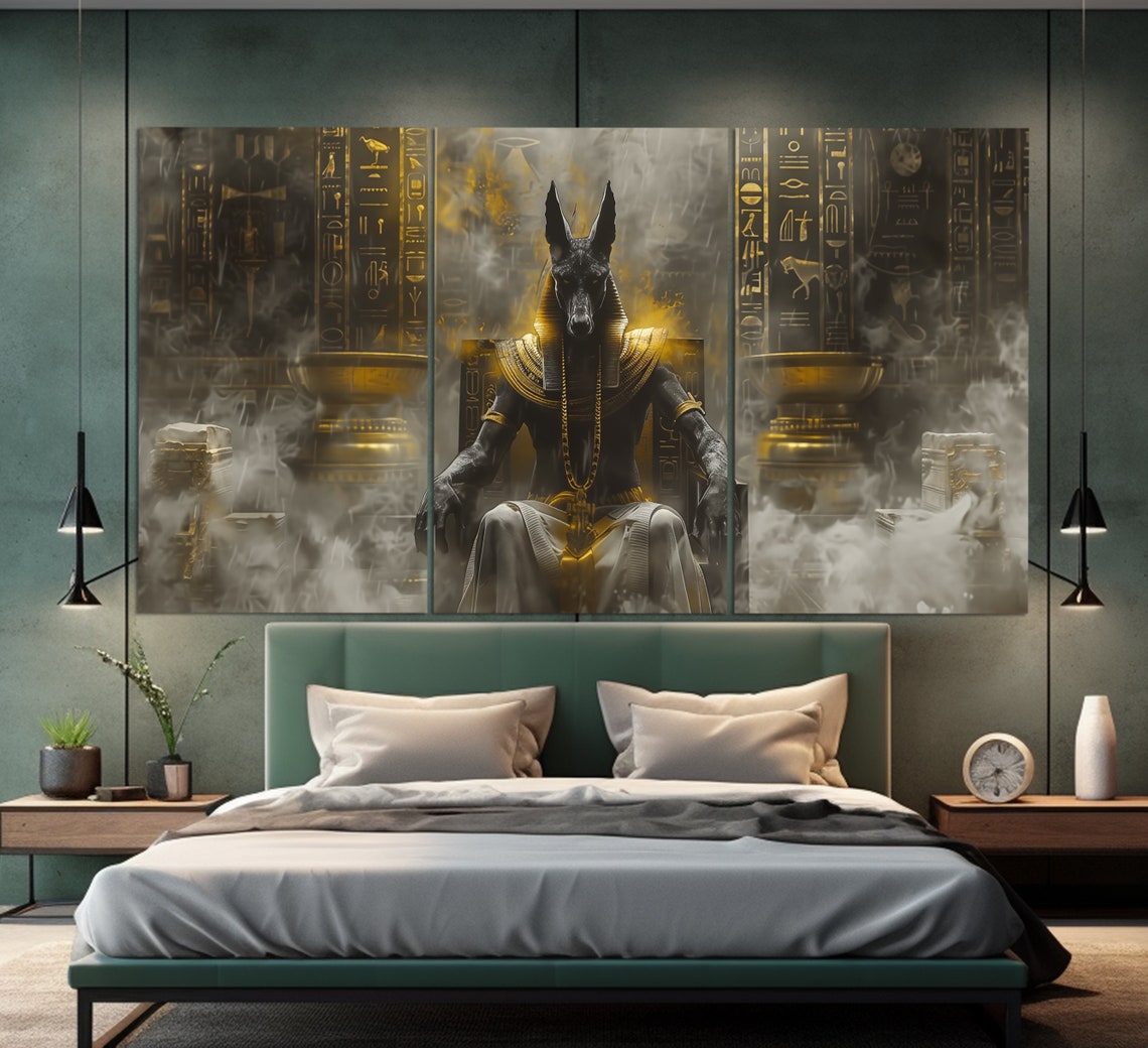 Anubis Egyptian God on Throne Mystical Art Smoky Dark Mystical Poster - Image 2