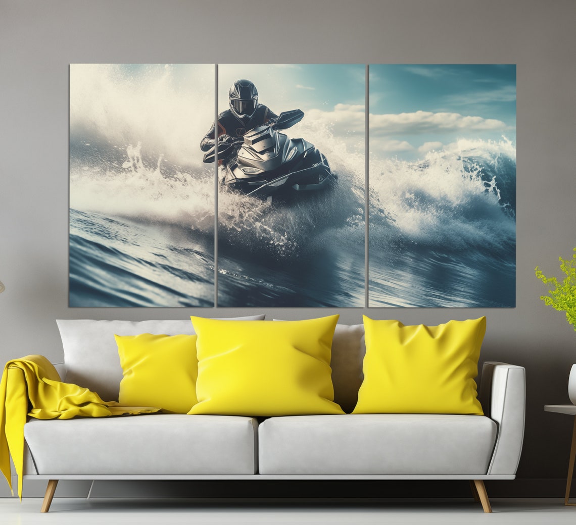 Jet Ski Print Extreme Water Sports Wall Art Jet Ski Painting Summer Sports Wall Art Water Sports Print Jet Ski Poster - Image 3