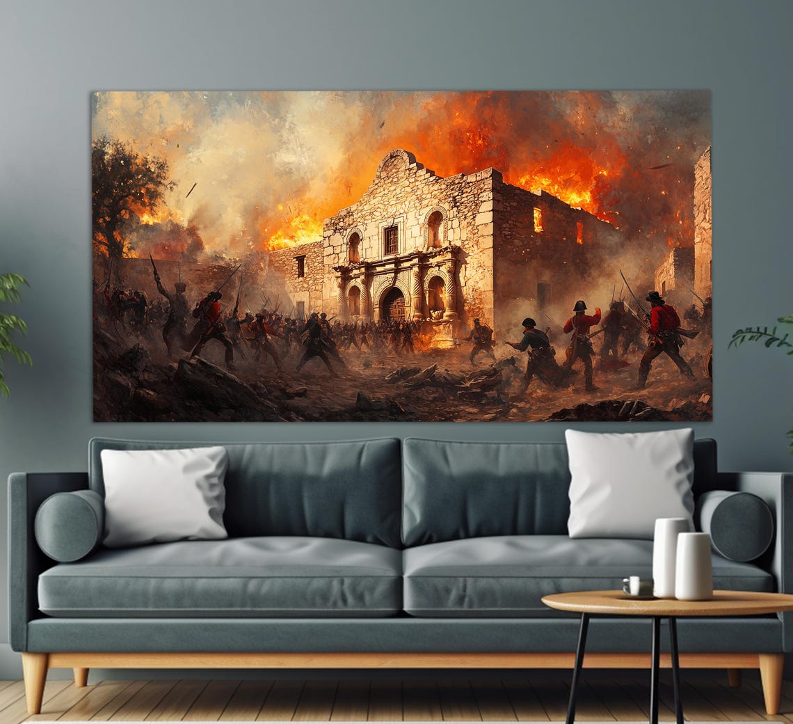 Texas Revolution Wall Art Battle Of The Alamo Painting Texas Revolution Painting Battle Of The Alamo Poster Texas History Wall Art