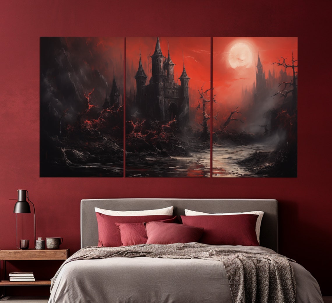 Draculas Castle Print Gothic Wall Art Gothic Castle Painting Gothic Wall Decor Gothic Print Dracula Wall Art - Image 4