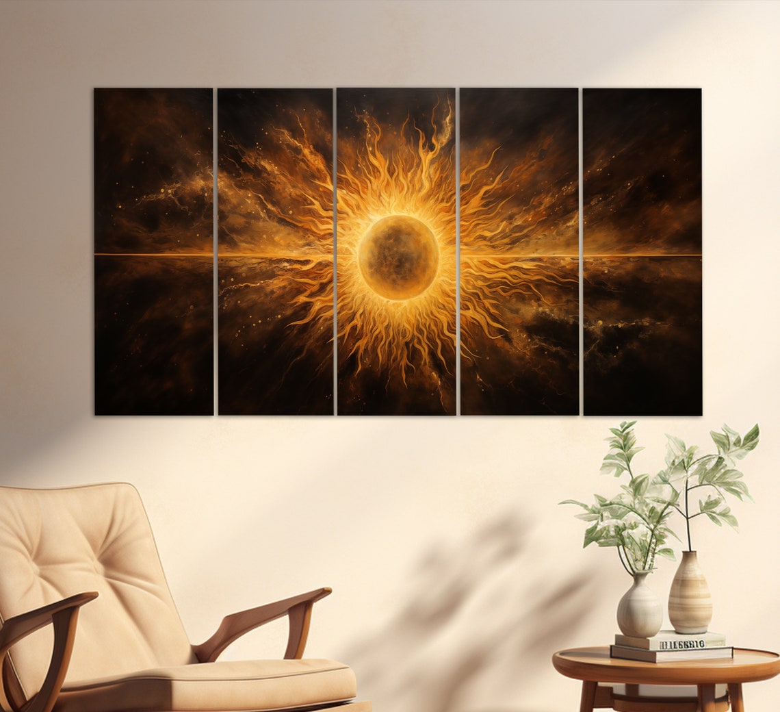 Fiery Sun Eclipse Dark Sky Dramatic Solar Celestial Art Poster - Image 2
