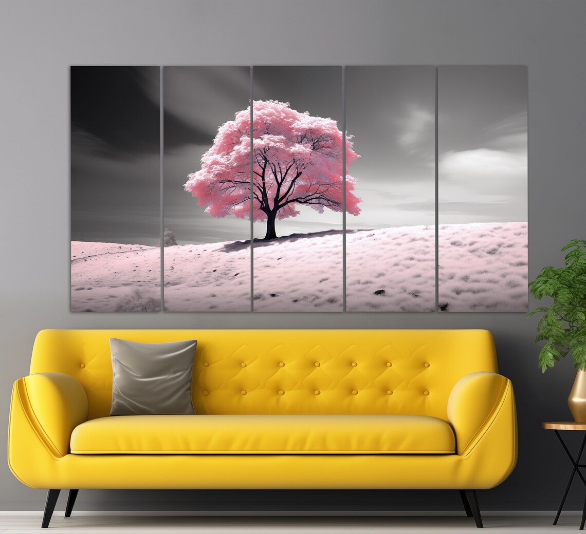 Abstract Pink Tree Print Abstract Nature Wall Art Pink Wall Decor Pink Tree Painting Soft Pink Art - Image 2