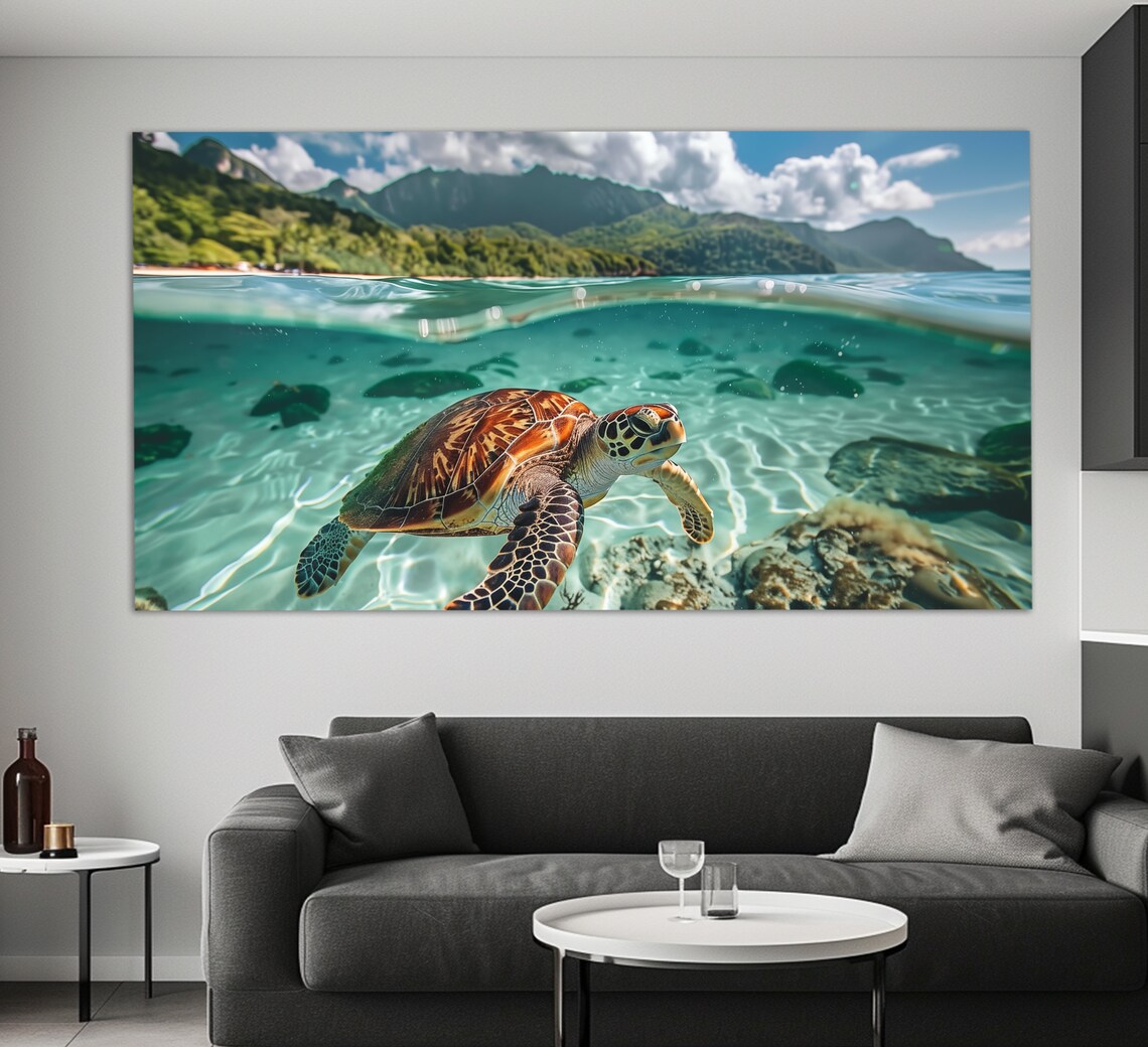 Sea Turtle Ocean Underwater Wall Art Print