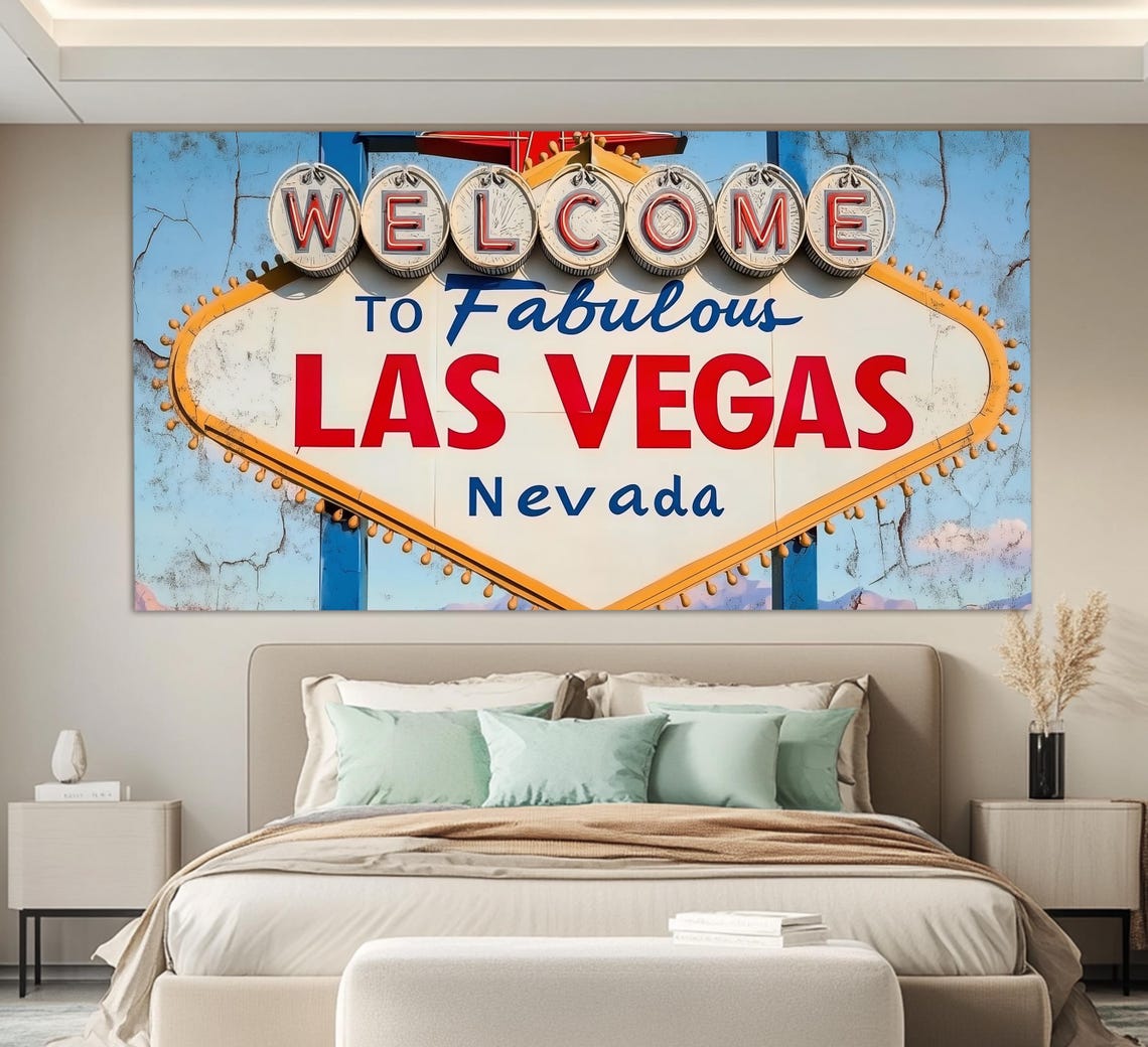 Welcome To Las Vegas Print Abstract Las Vegas Wall Art Las Vegas Sign Las Vegas Painting Las Vegas Art