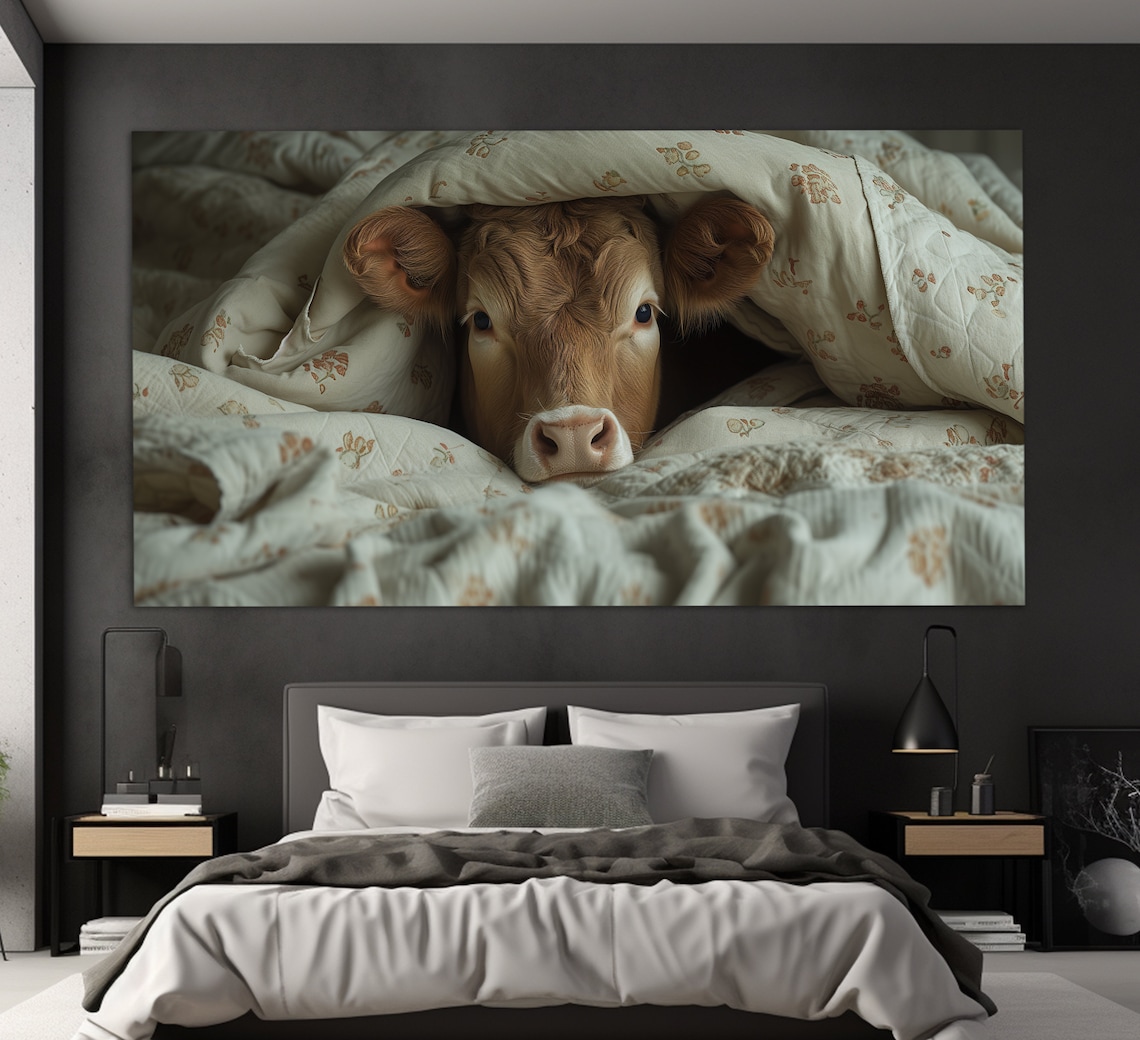 Calf Under the Blanket Farmhouse Wall Art Print