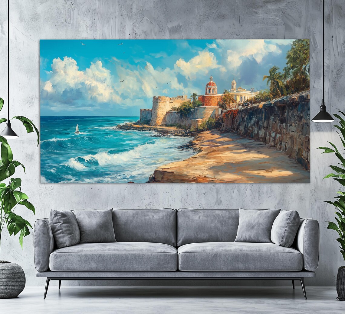 Old San Juan Fortress Wall Sailboat Turquoise Sea Puerto Rico Travel Poster - Image 4