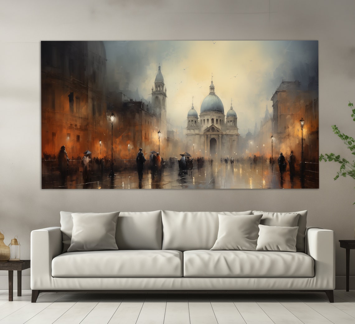 Milan Print In A Vintage Oil Painting Style Abstract Milan Wall Art Milan Painting Italian Wall Art Italy Art