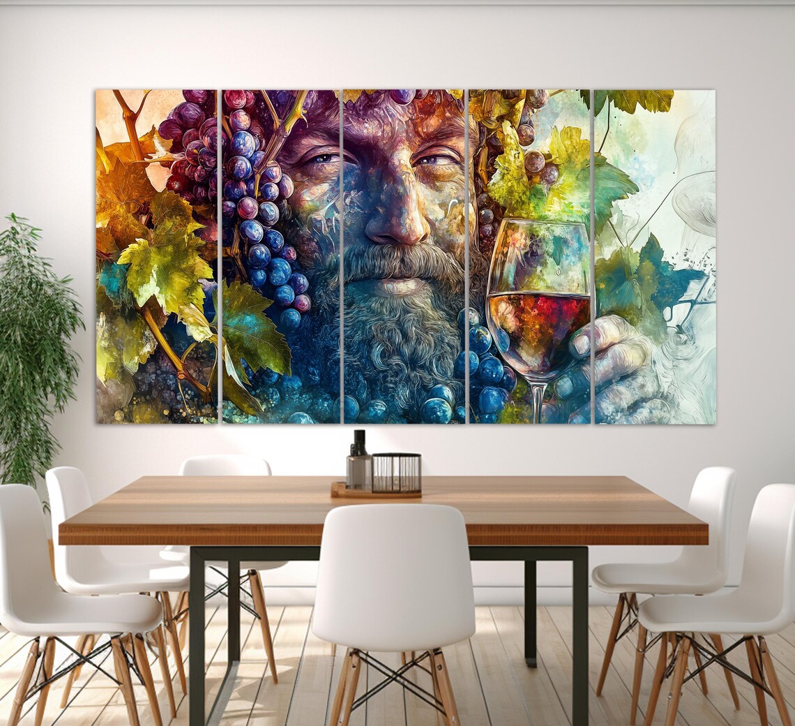 Dionysus God Of Wine Face Of Grapes Watercolor Mythology Art Poster - Image 6